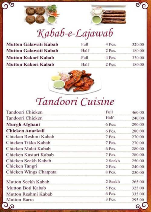 Royal Indian Restaurant menu