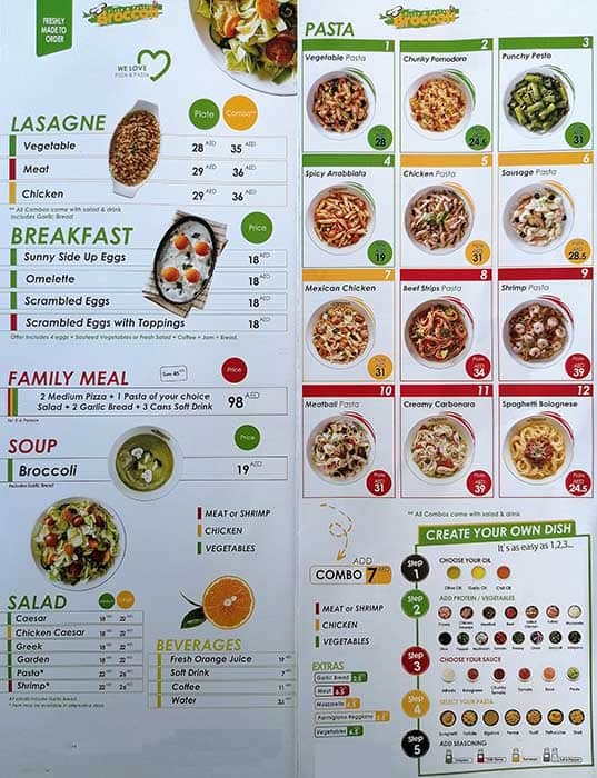Broccoli Pizza & Pasta Menu, Menu for Broccoli Pizza & Pasta, Al