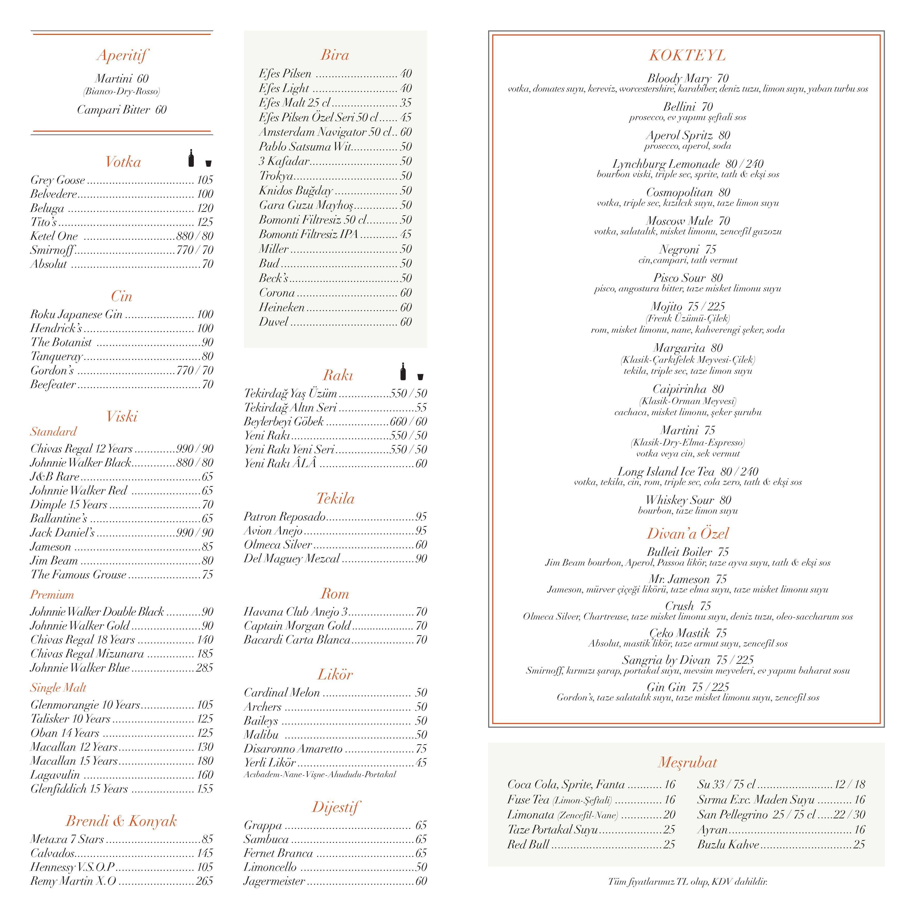 Divan Brasserie Kalamis Menu Divan Brasserie Kalamis Kalamis Istanbul Icin Menu