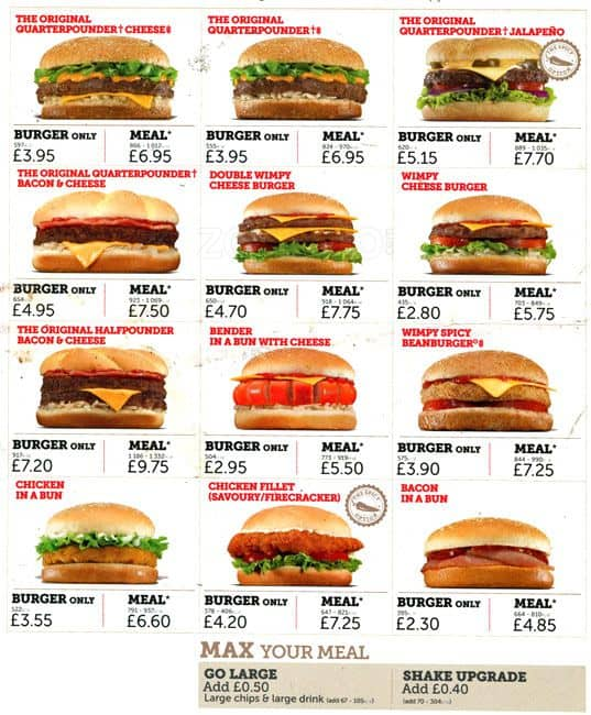 Wimpy Menu And Prices