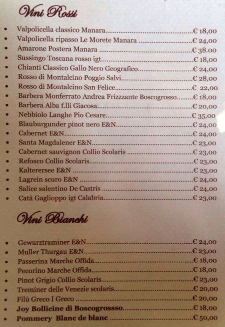 Menu di Cà Bianca Ristorante 