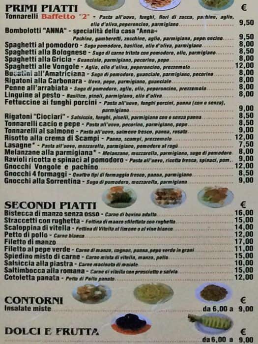 Menu di Pizzeria Ristorante Baffetto 2 