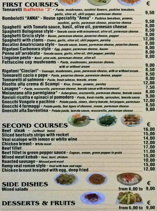 Menu di Pizzeria Ristorante Baffetto 2 