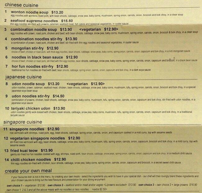 Simply Noodles Menu, Menu for Simply Noodles, Bundoora, Melbourne