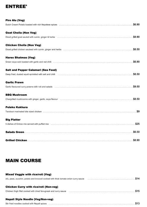 Thamel Menu, Menu for Thamel, Brunswick, Melbourne - Urbanspoon/Zomato