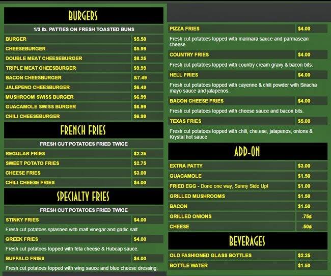 Hubcap Grill Menu, Menu for Hubcap Grill, Downtown, Houston