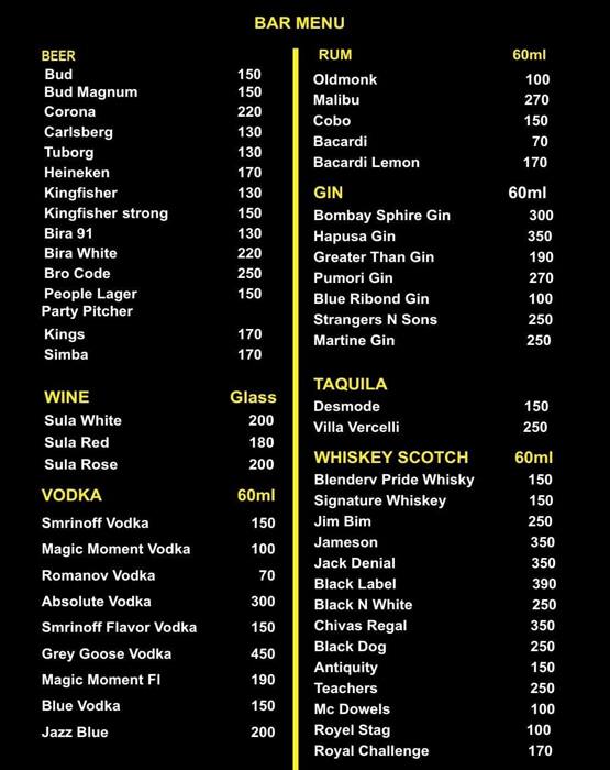 Ginnis biggie burger menu
