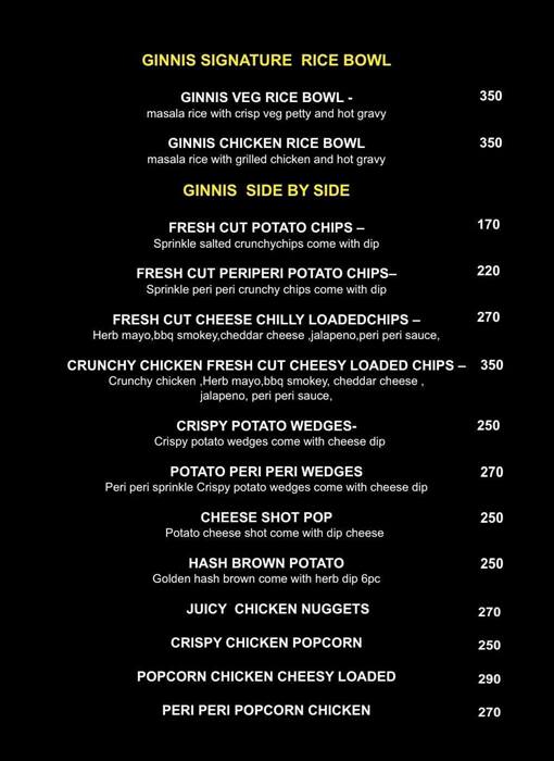 Ginnis biggie burger menu