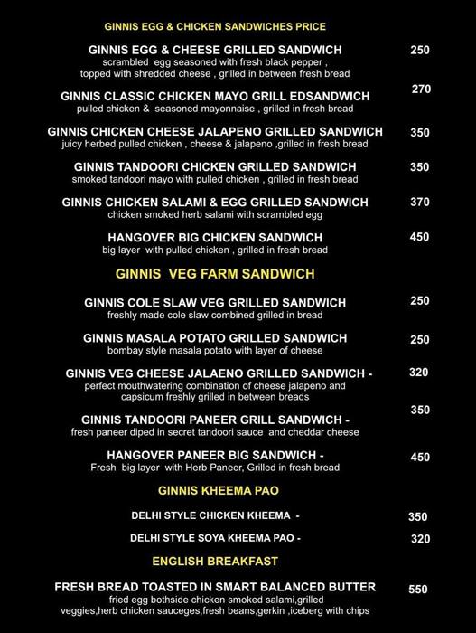 Ginnis biggie burger menu