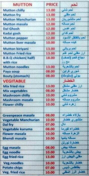 Titanic Restaurant menu