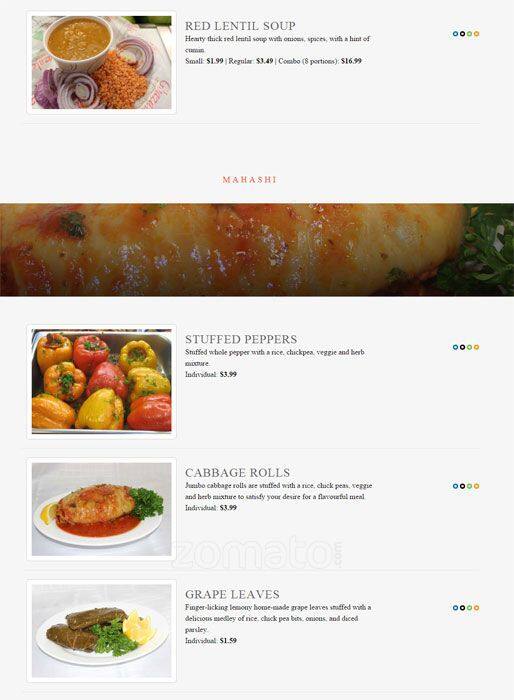 Ghazale On College menu