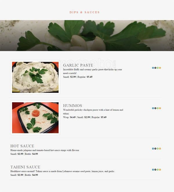 Ghazale On College menu