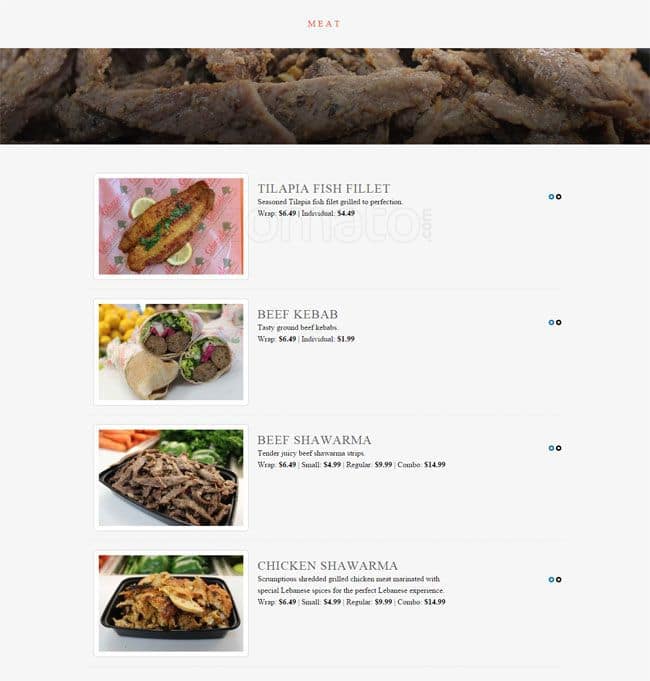 Ghazale On College menu