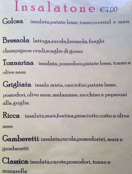 Ristorante Pizzeria Bella Napoli menu