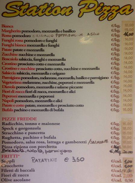 Menu di Station Pizza 