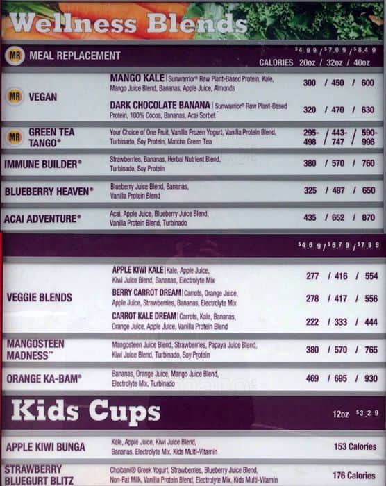 Menu at Smoothie King pub & bar, Charlotte, Krefeld Dr