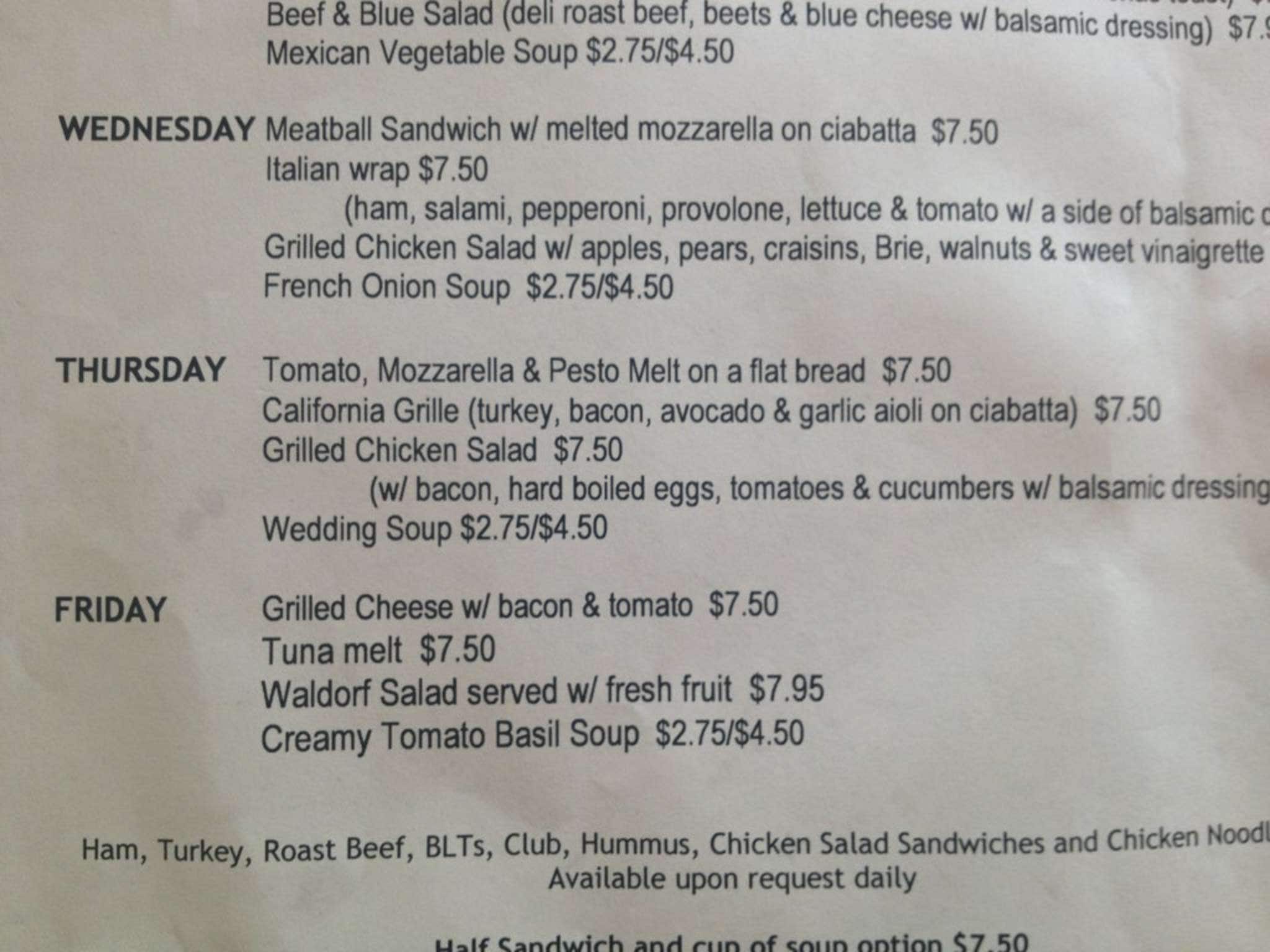 Menu at Black Dog Coffee & Catering restaurant, Hollidaysburg