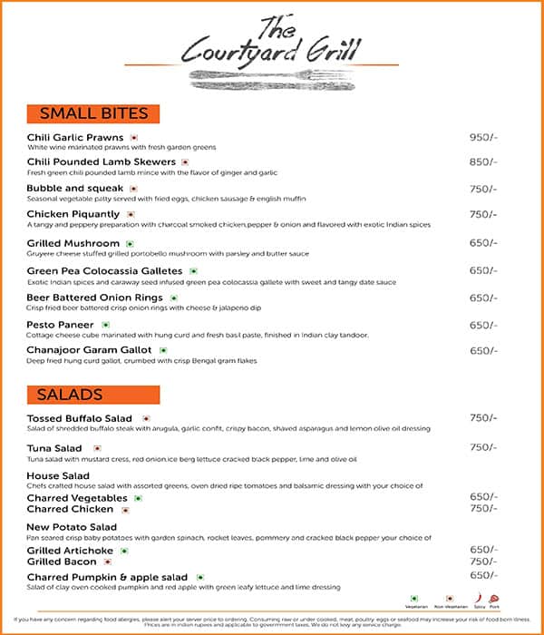 Menu at Courtyard Grill Courtyard by Marriott, Gurugram