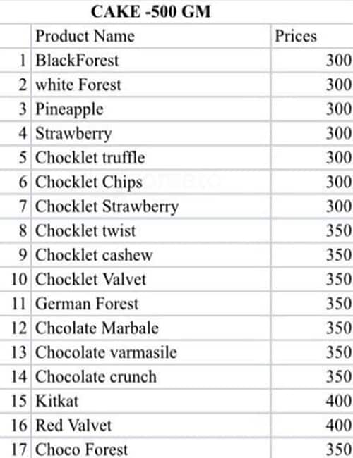 Menu of The Bakers Junction, Ranip, Ahmedabad