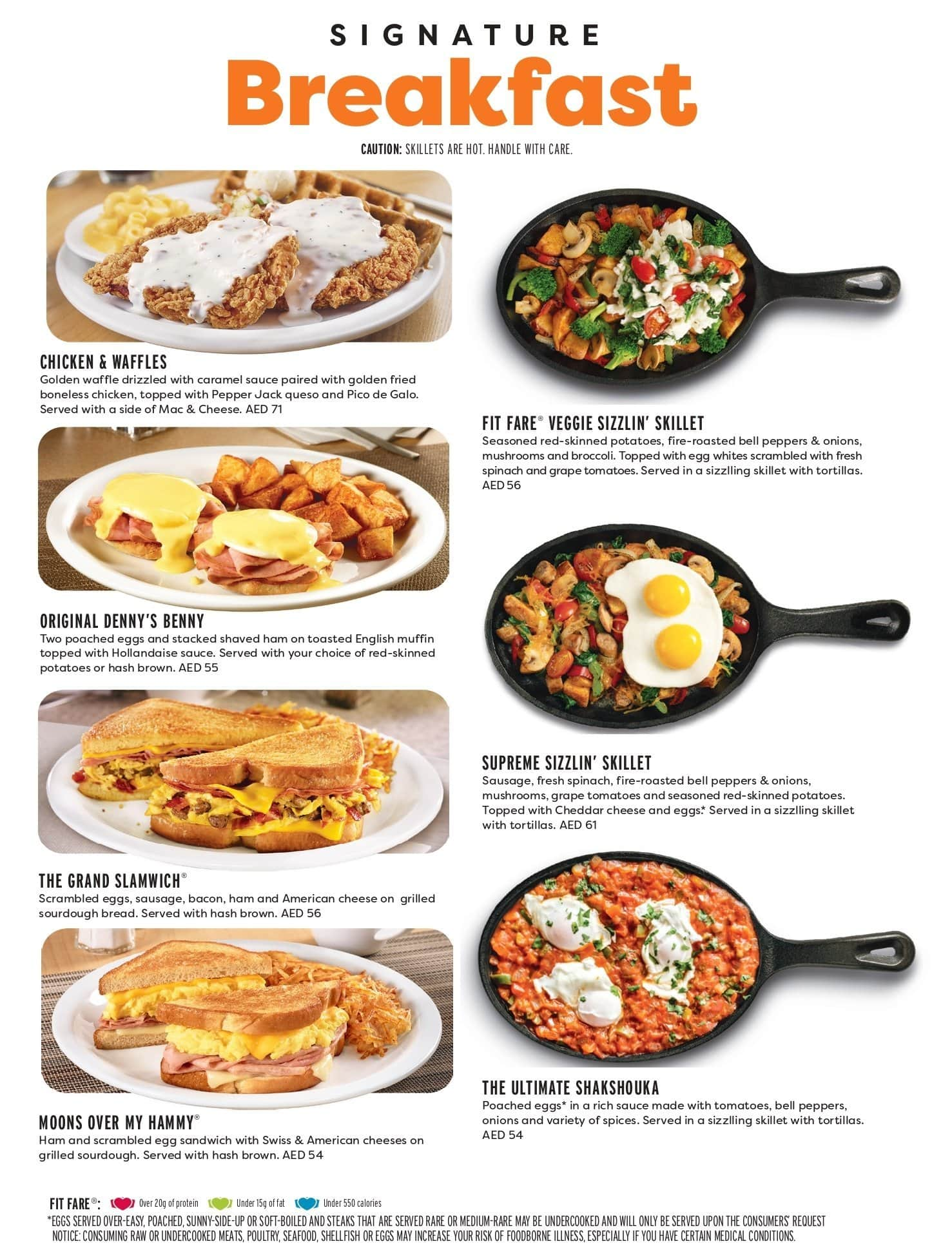 Menu at Denny's restaurant, Dubai, Sheikh Zayed Road