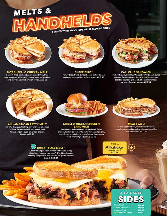 Menu of Denny's, Al Rigga, Dubai