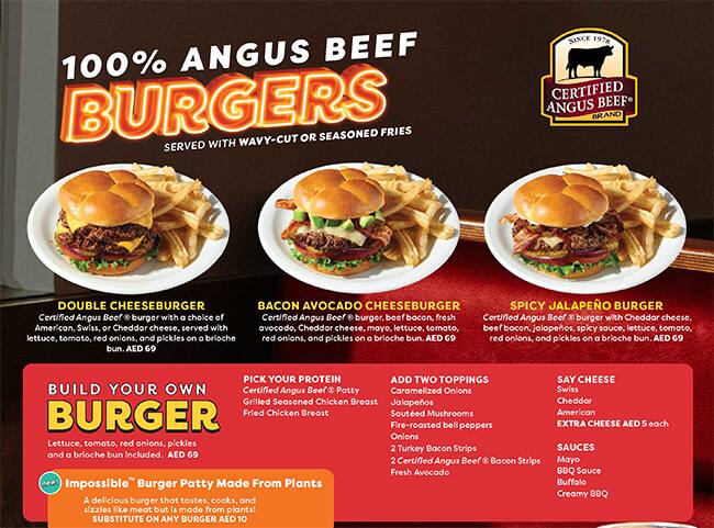 Menu of Denny's, Al Rigga, Dubai