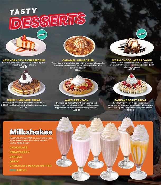 Menu of Denny's, Al Rigga, Dubai