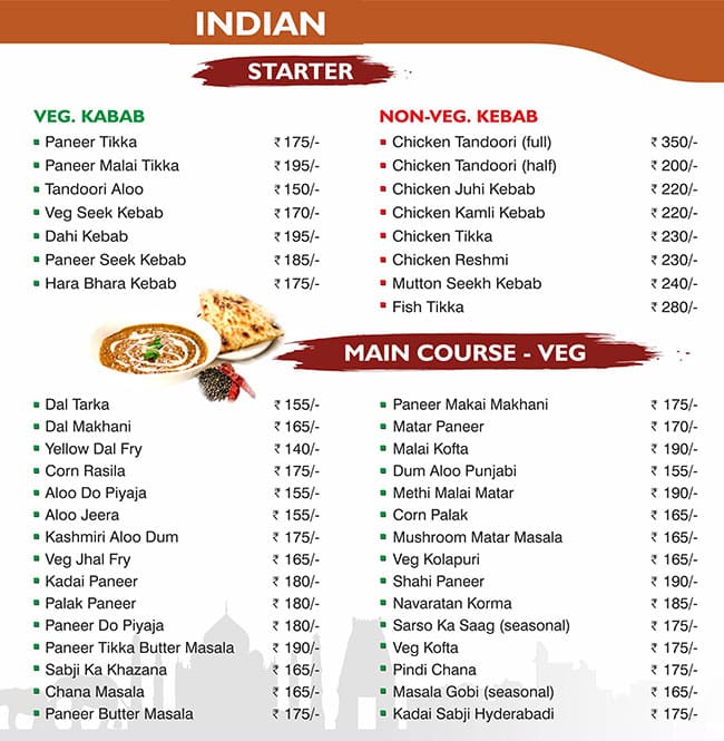 The Grewal Dhaba menu