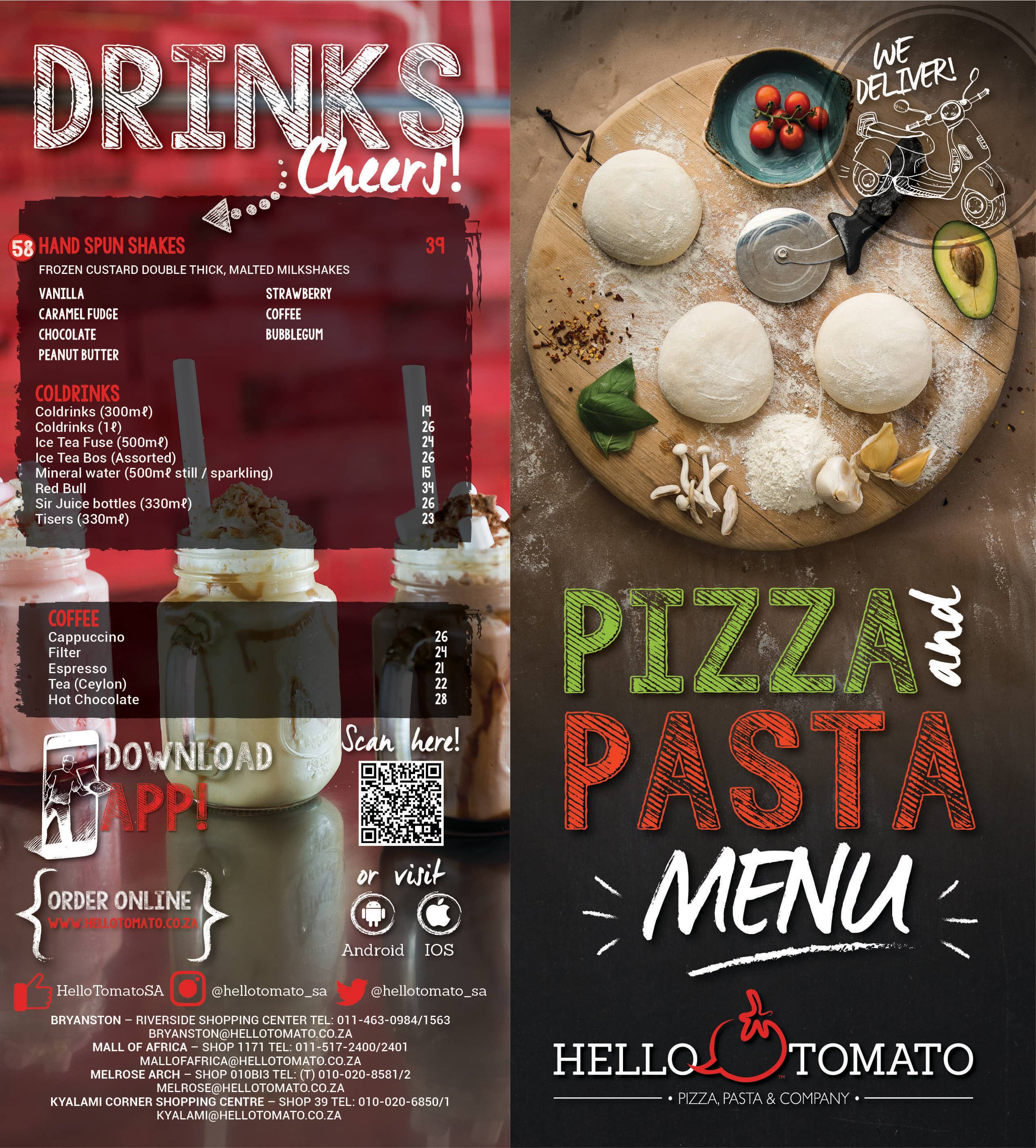 Menu at Hello Tomato pizzeria, Midrand, Kyalami Corner Shopping Centre