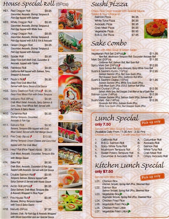 Menu at Sake Sushi restaurant, Vaughan, Hwy 7 1a