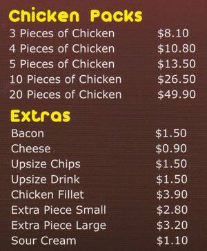 chicken to go menu