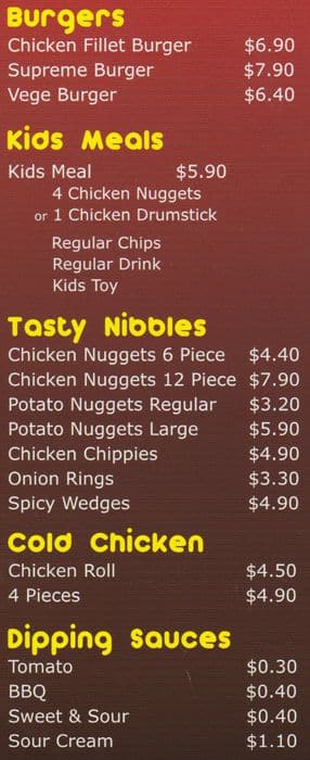 chicken to go menu