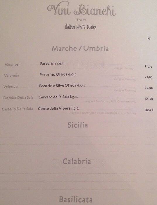 Menu da La Torre del Mangia ristorante, Milano