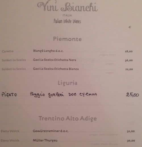 Menu da La Torre del Mangia ristorante, Milano