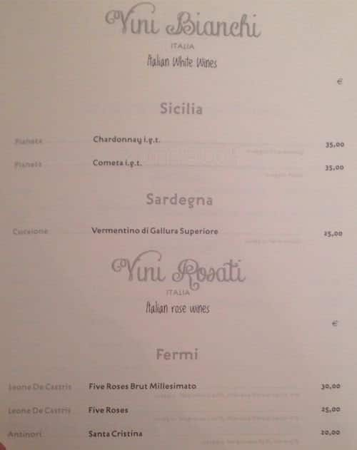 Menu da La Torre del Mangia ristorante, Milano