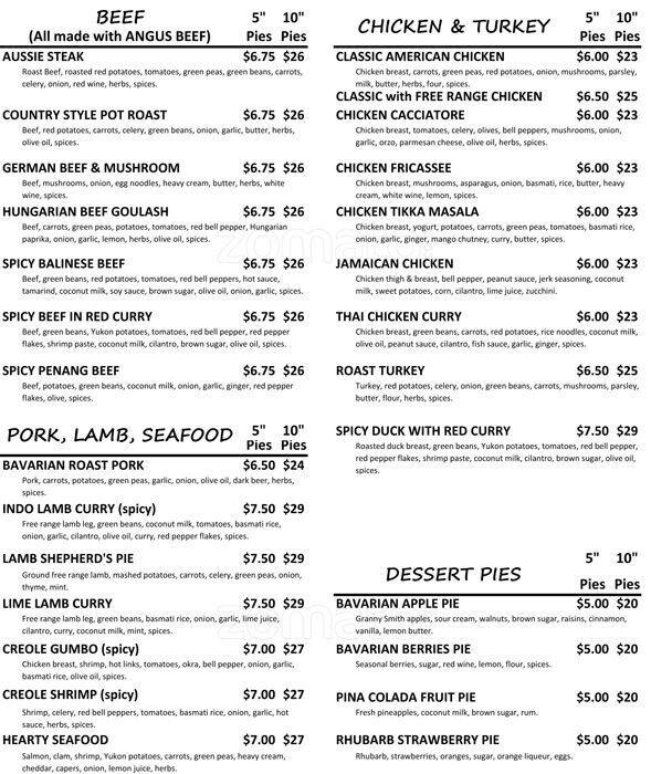 Pot Pie Paradise Menu, Menu for Pot Pie Paradise, Hayward, Hayward