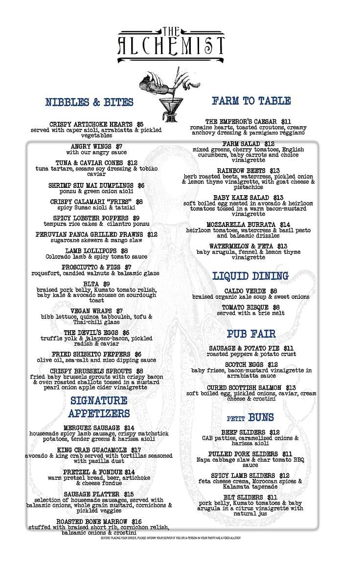 Alchemist Gastropub & Bar Menu - Urbanspoon/Zomato