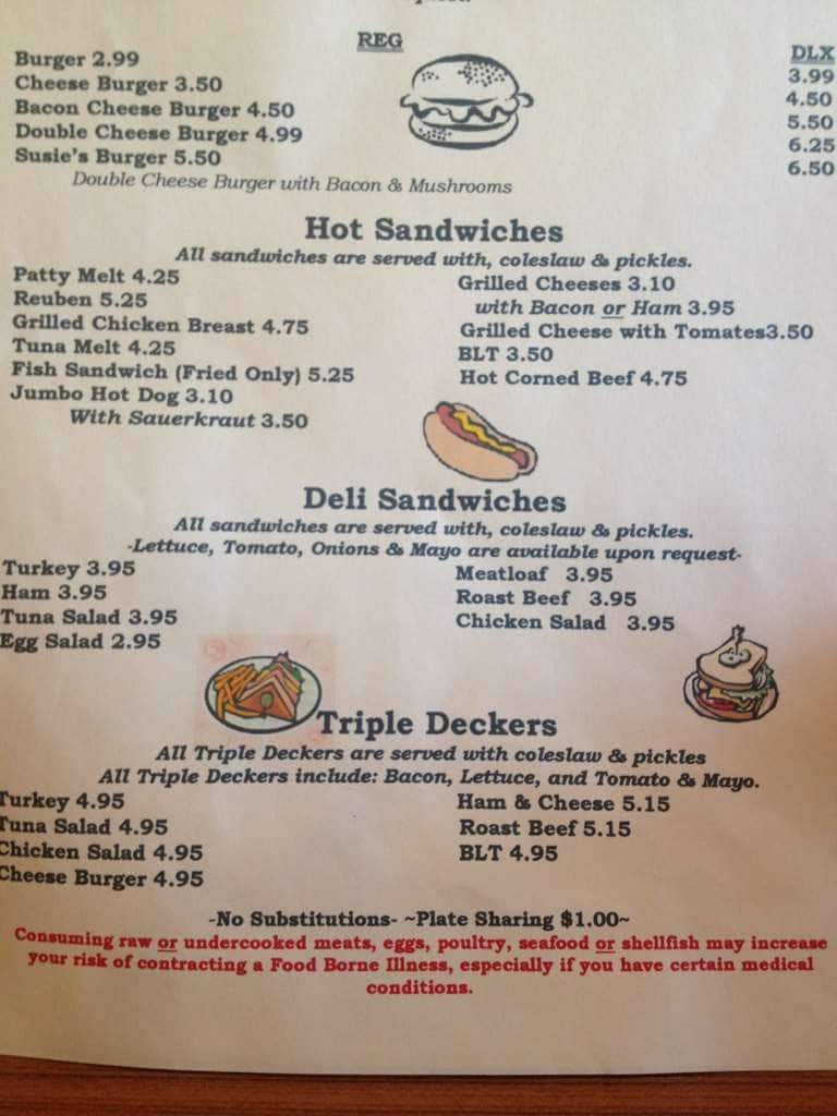 Menu at Susie's Too restaurant, New Port Richey