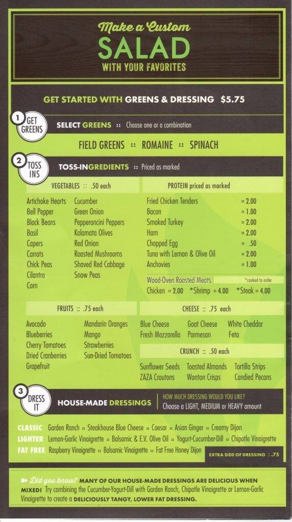 Zaza menu