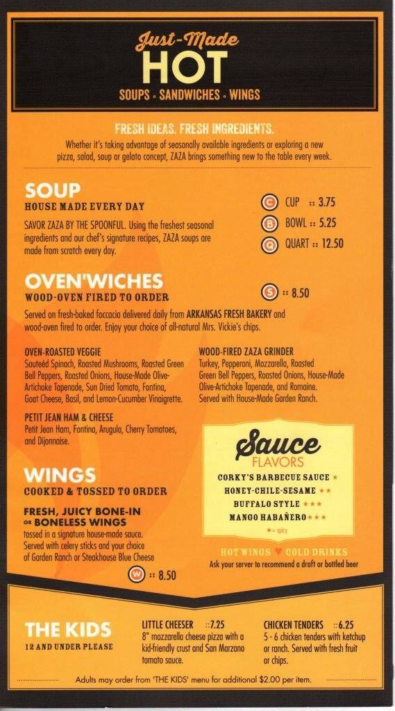 Zaza menu