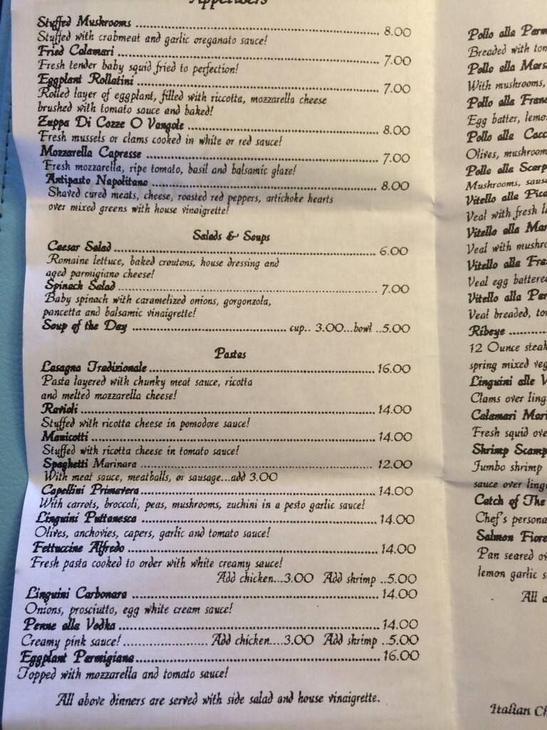 Sole Italian Restaurant Menu For Sole Italian Restaurant Myrtle Beach Menu