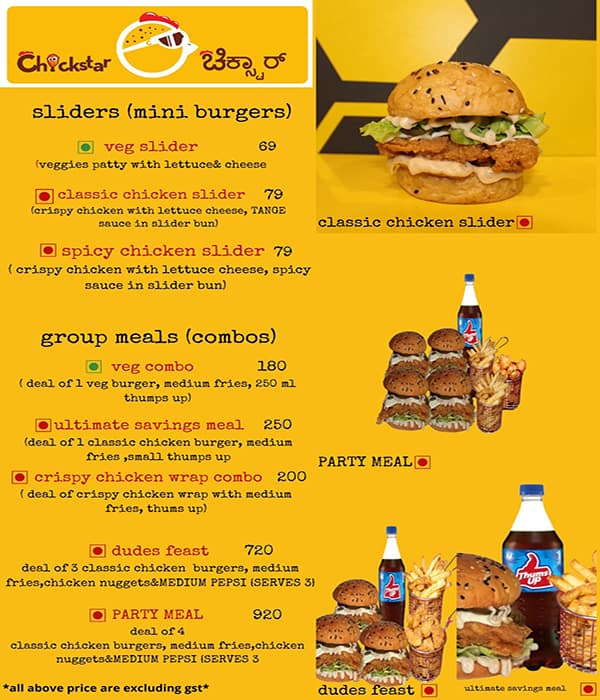 Menu At Chickstar, Bengaluru