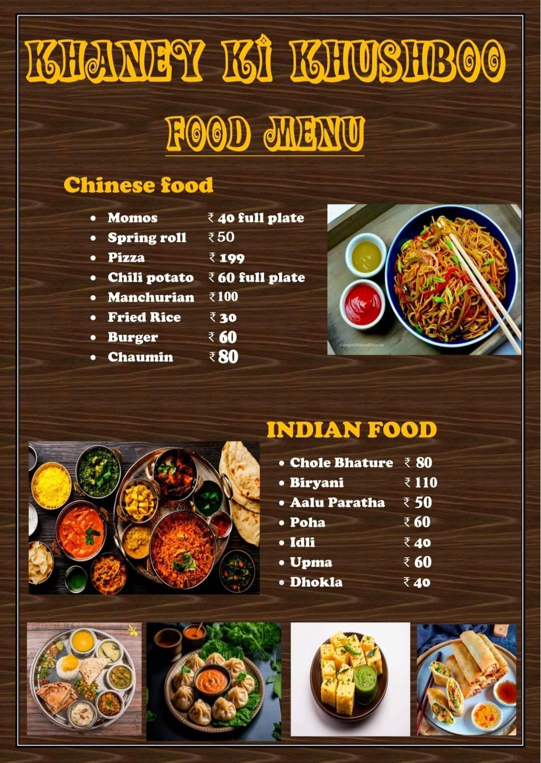 Menu of Khaney Ki Khushboo, Indira Nagar, Lucknow