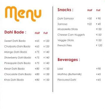Menu of GPO Ke Dahi Bade, Aliganj, Lucknow