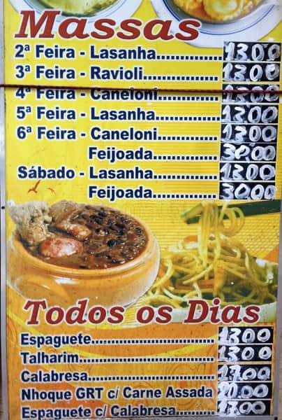 Spaghettilândia cardápio