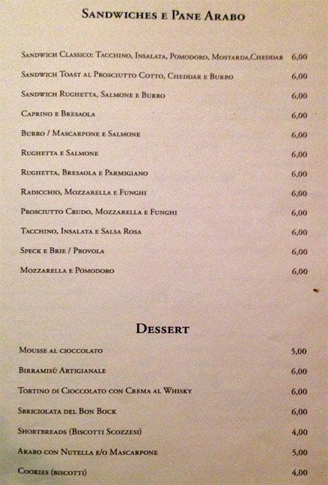 Menu di Le Bon Bock Whisky Bar 