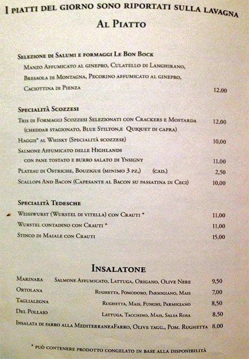 Menu di Le Bon Bock Whisky Bar 