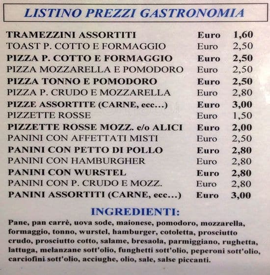 Menu de Bar da Panzetta