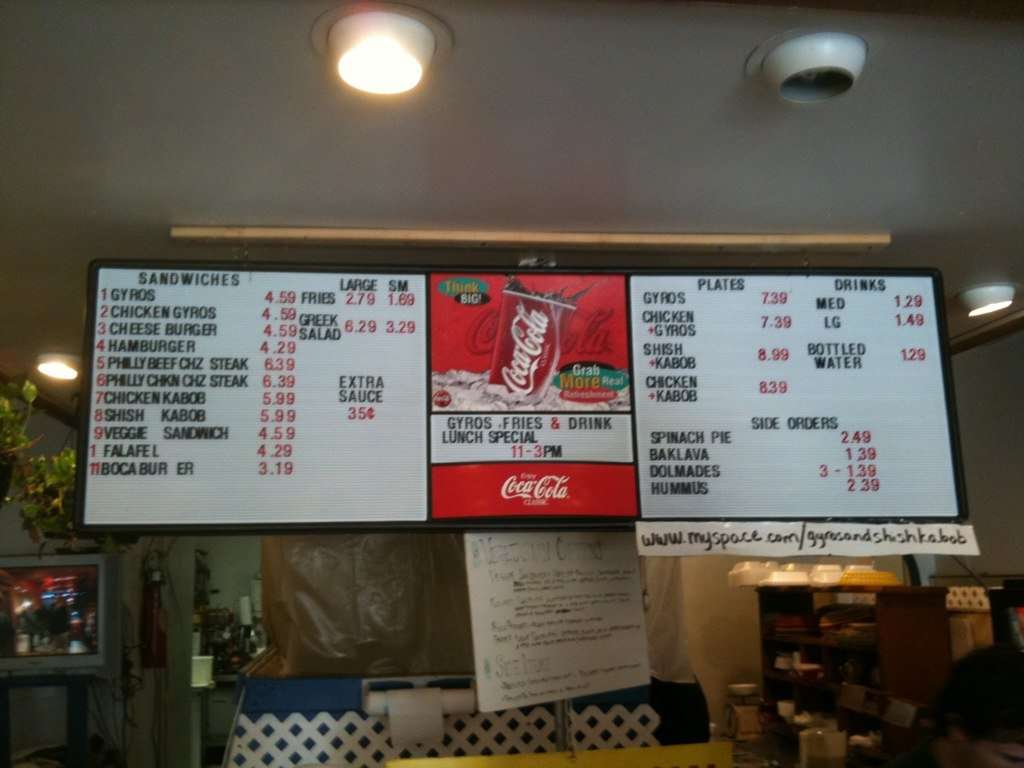 Gyros & Shish Kabob Menu, Menu for Gyros & Shish Kabob, Bear Creek