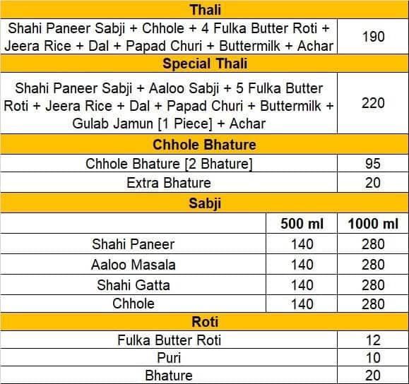 Shiv Shakti Khana Khajana menu